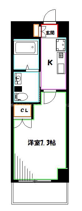 DAFFITTO三鷹(1K/7階)の間取り写真