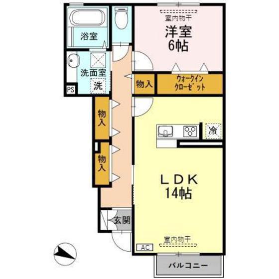 ドエル22(1LDK/1階)の間取り写真