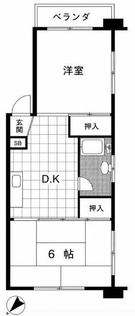 高円寺ローヤルコーポ(2DK/3階)の間取り写真