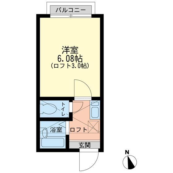 カーサプレイス矢口(1K/2階)の間取り写真