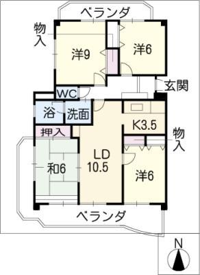 メゾン・ファミール(4LDK/2階)の間取り写真