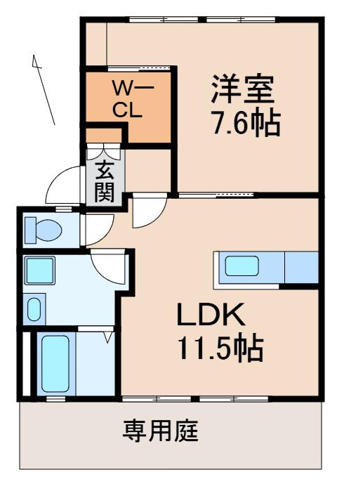 グリーンフル藤井(1LDK/1階)の間取り写真
