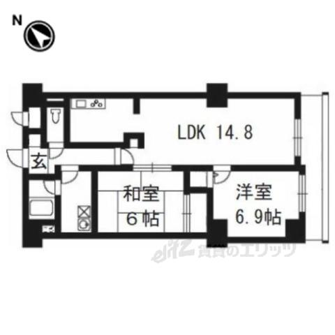 パインフィールド吉祥院(2LDK/5階)の間取り写真