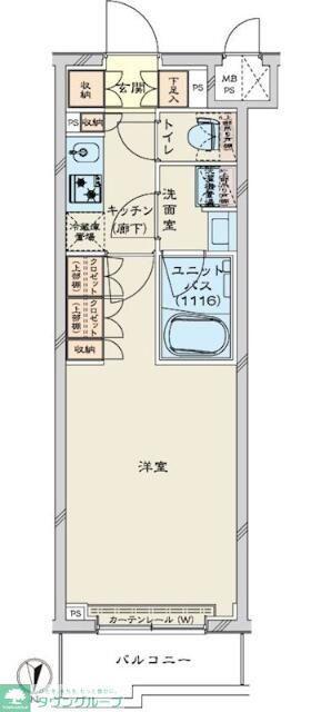 ルーブル川崎鷺沼(1K/2階)の間取り写真