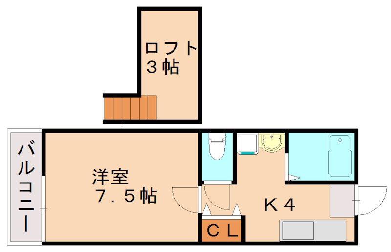 ガーデン恵比須C(1K/1階)の間取り写真
