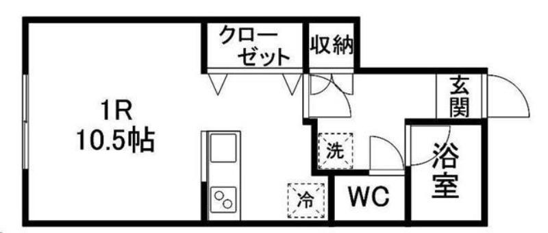プランドール桜木(ワンルーム/1階)の間取り写真