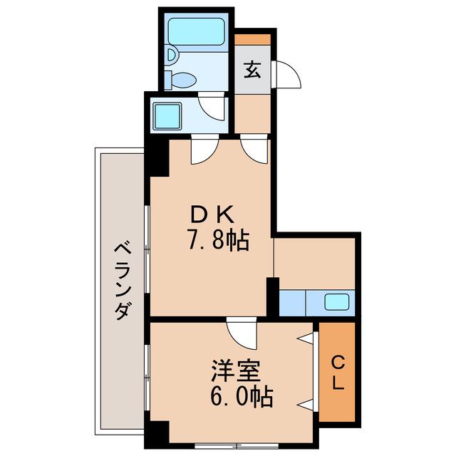 サンシャインヴィレッジ新出来(1DK/3階)の間取り写真