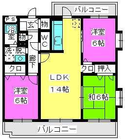 プラムハイツⅢ(3LDK/4階)の間取り写真