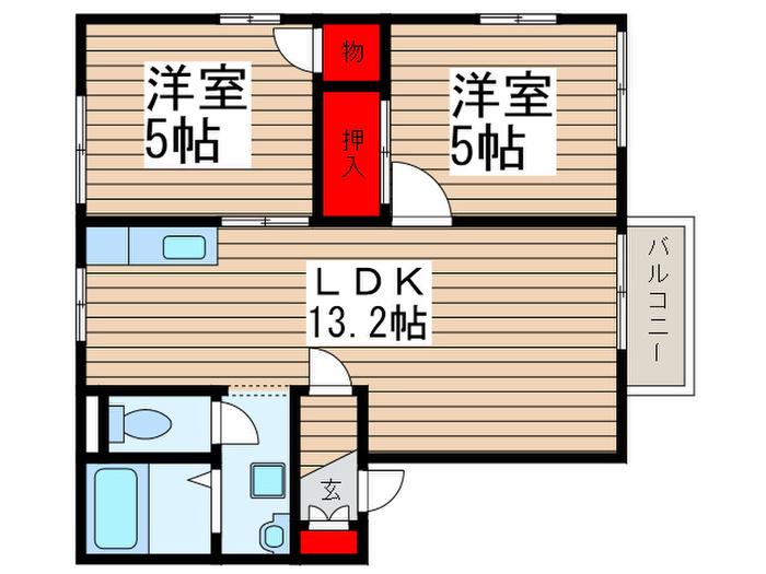 PALM TREE RESIDENCE(2LDK/2階)の間取り写真