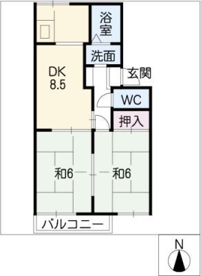 パーク栄(2DK/1階)の間取り写真