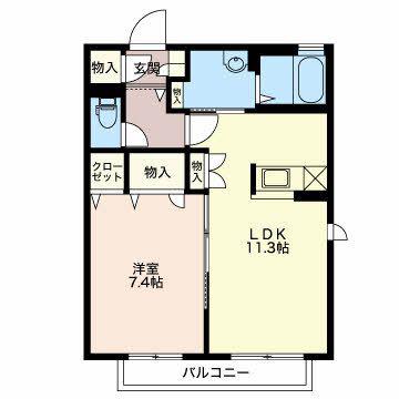 ルーチェ IZUMI(1LDK/2階)の間取り写真