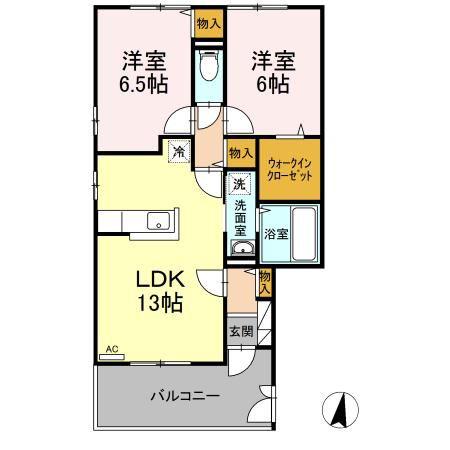 アルス外三 B(2LDK/2階)の間取り写真