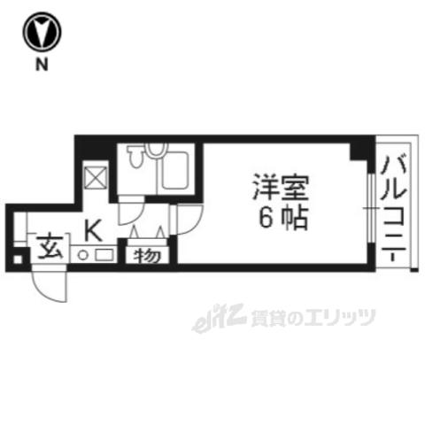 四条大宮シャトー朝日(1K/4階)の間取り写真