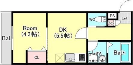 シエーナ上中里(1DK/1階)の間取り写真