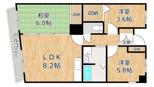 ヴェローノ出来島(3LDK/2階)の間取り写真
