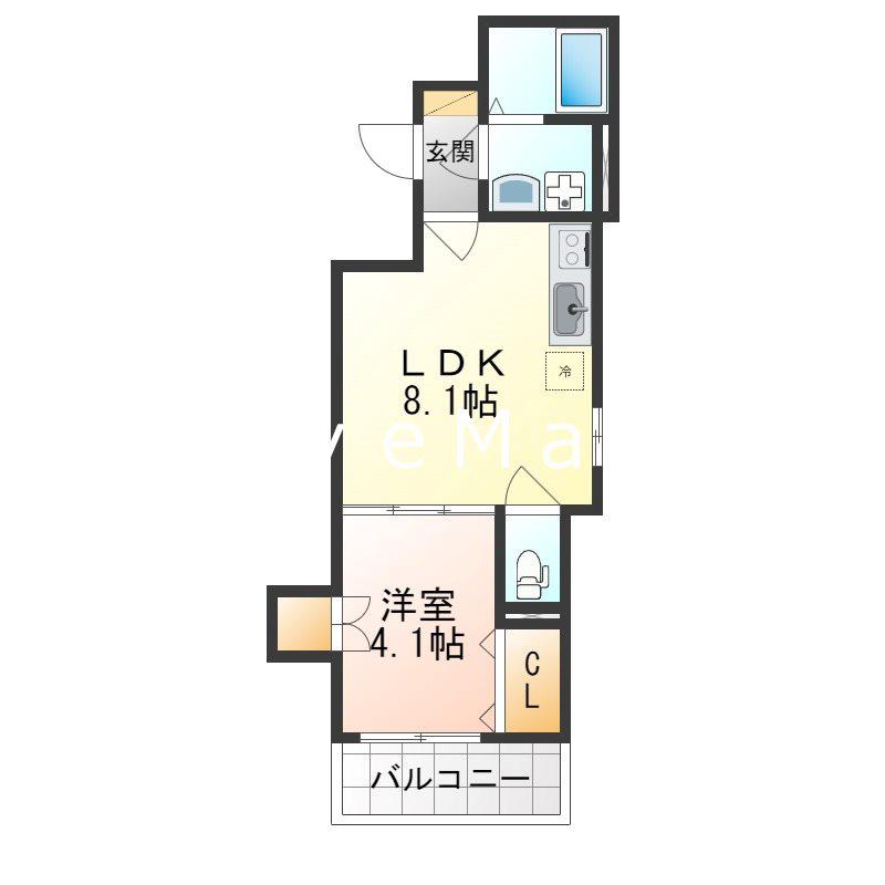AND FELIZ(1LDK/3階)の間取り写真
