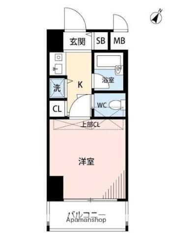 ダイナコート平尾山荘通(1K/8階)の間取り写真