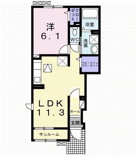 フィーカ・フォレスト(1LDK/1階)の間取り写真