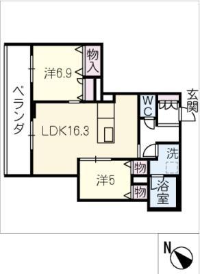 シャーメゾン叶(2LDK/2階)の間取り写真