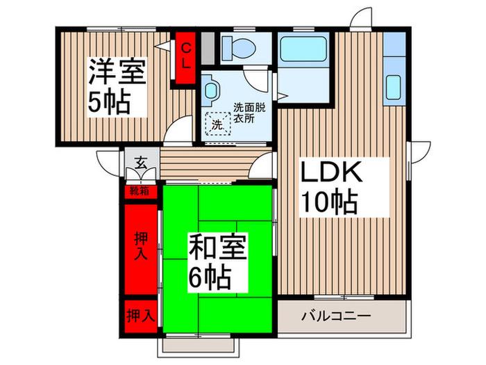 T・Aハウス(2LDK/2階)の間取り写真