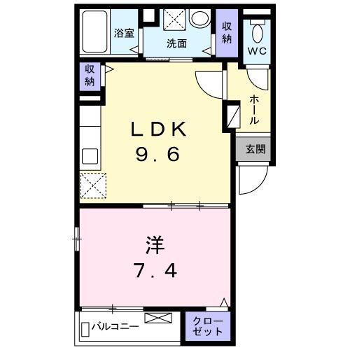 ソレイユメゾン(1LDK/3階)の間取り写真
