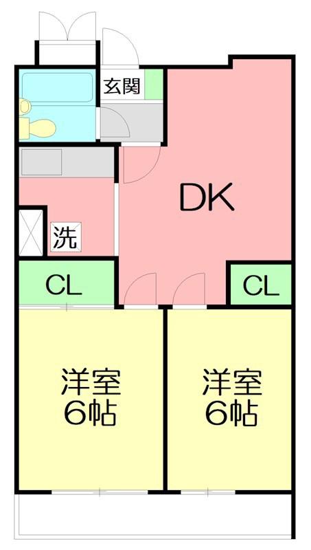 松本中央ビル(2DK/4階)の間取り写真