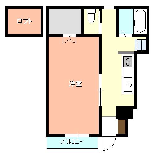 鶴川ビューハイツ(1K/1階)の間取り写真