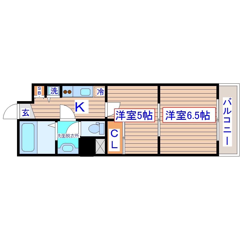 ラシール仙台(2K/4階)の間取り写真