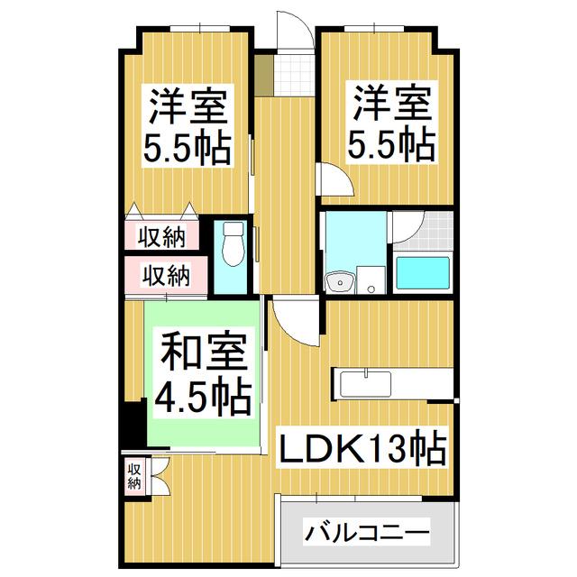 クリヴィーレ増田(3LDK/4階)の間取り写真