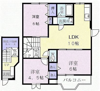 アビタシオン郷前(3LDK/2階)の間取り写真