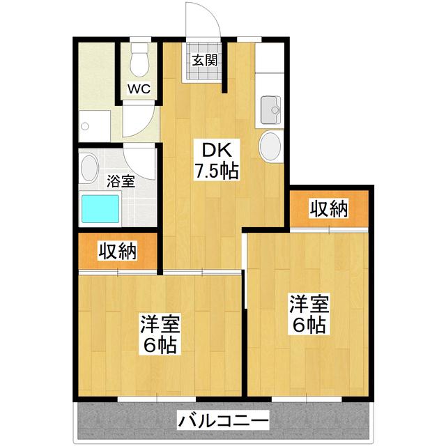 フラーンジュ(2DK/5階)の間取り写真