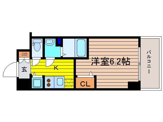 プレサンス北浜パレス(1K/8階)の間取り写真