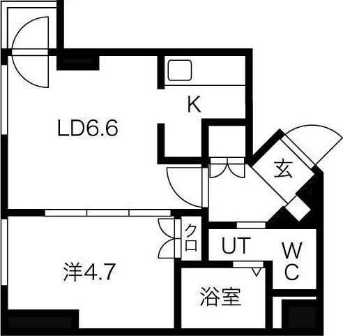 クオーレ円山公園(1DK/2階)の間取り写真