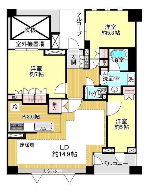 パークハウス玉川岡本(3LDK/2階)の間取り写真