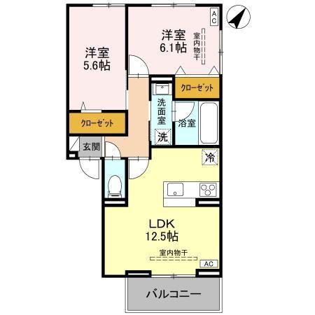 セジュールグリーンひなた(2LDK/3階)の間取り写真