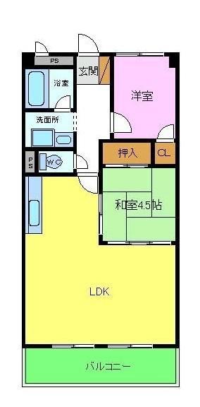 パークテラス北花田(2LDK/2階)の間取り写真