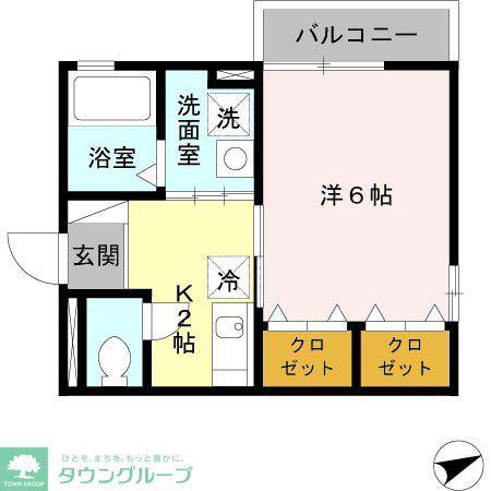 アムール(1K/2階)の間取り写真