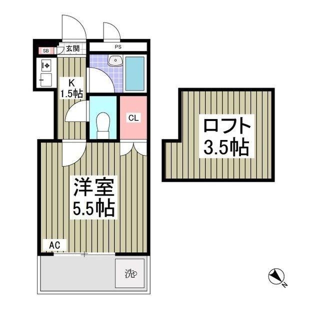 フリーダムA棟(1K/1階)の間取り写真