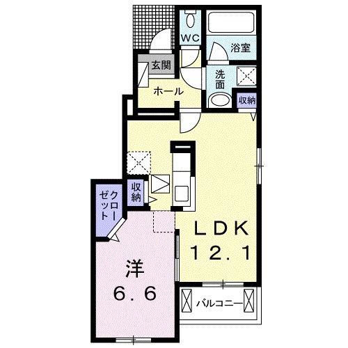ベラルーチェ・コスモII(1LDK/1階)の間取り写真