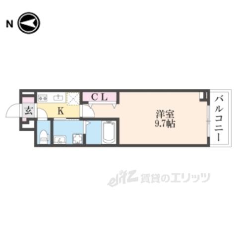 ウエストメゾン北袋1(1K/2階)の間取り写真