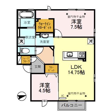 LAGO(2LDK/2階)の間取り写真