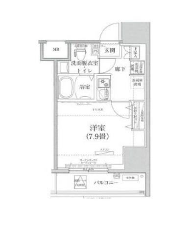 ルフレ深川イースト(1K/2階)の間取り写真