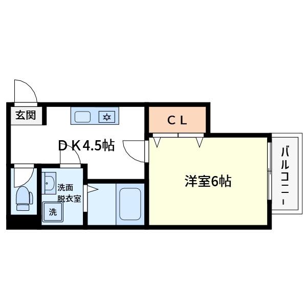 プレジール・M(1K/2階)の間取り写真