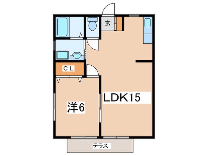 YRヒルズ湘南B(1LDK/1階)の間取り写真