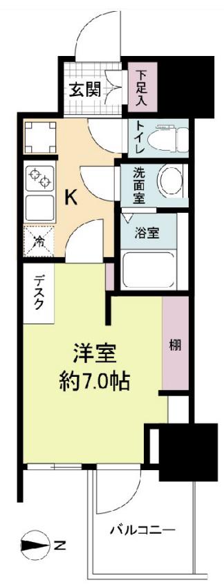 WORVE大阪本町(1K/3階)の間取り写真