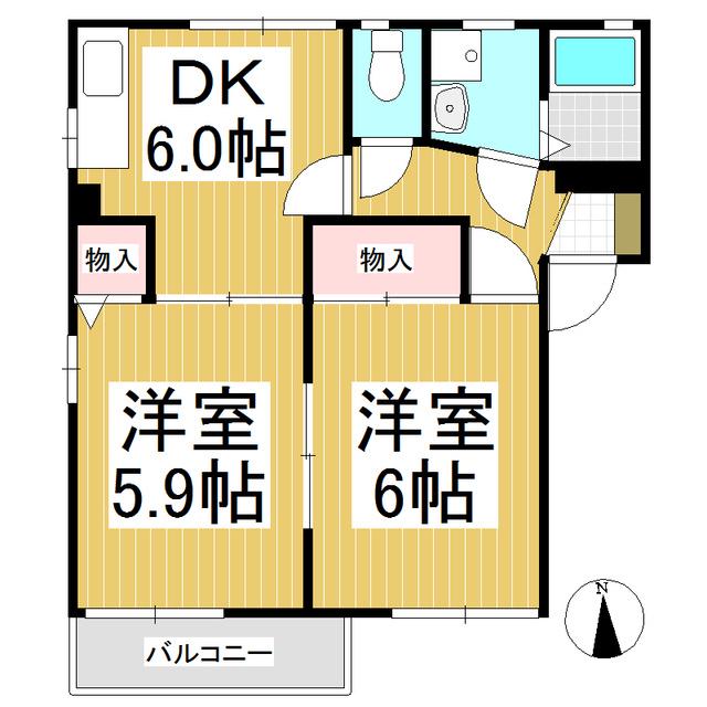 フレグランス北村 A棟(2DK/1階)の間取り写真