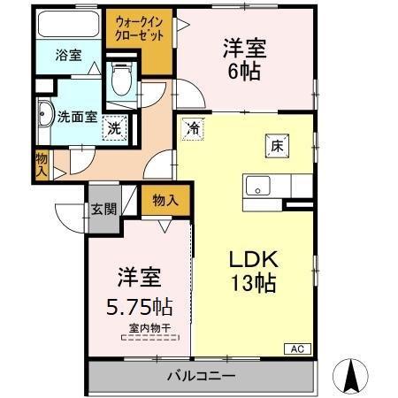 メープルハウス(2LDK/1階)の間取り写真
