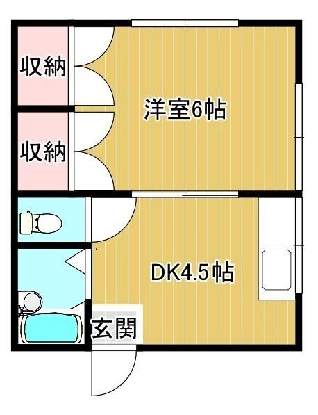サンシティ三浦(1DK/1階)の間取り写真
