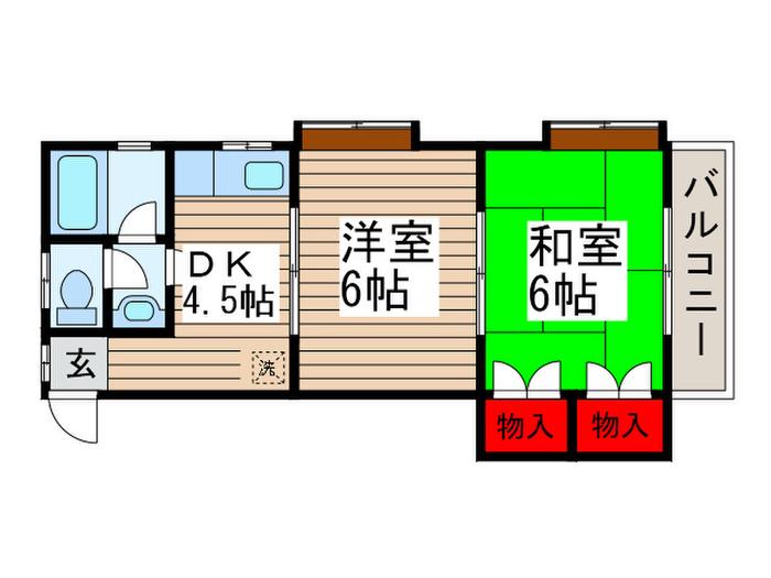 まさきハイツ(2DK/1階)の間取り写真