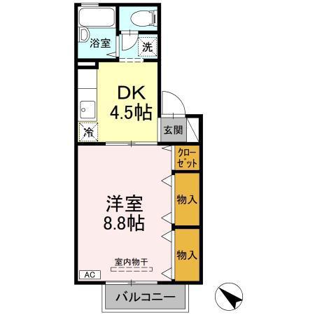 フロラシオン川内 I棟(1DK/1階)の間取り写真